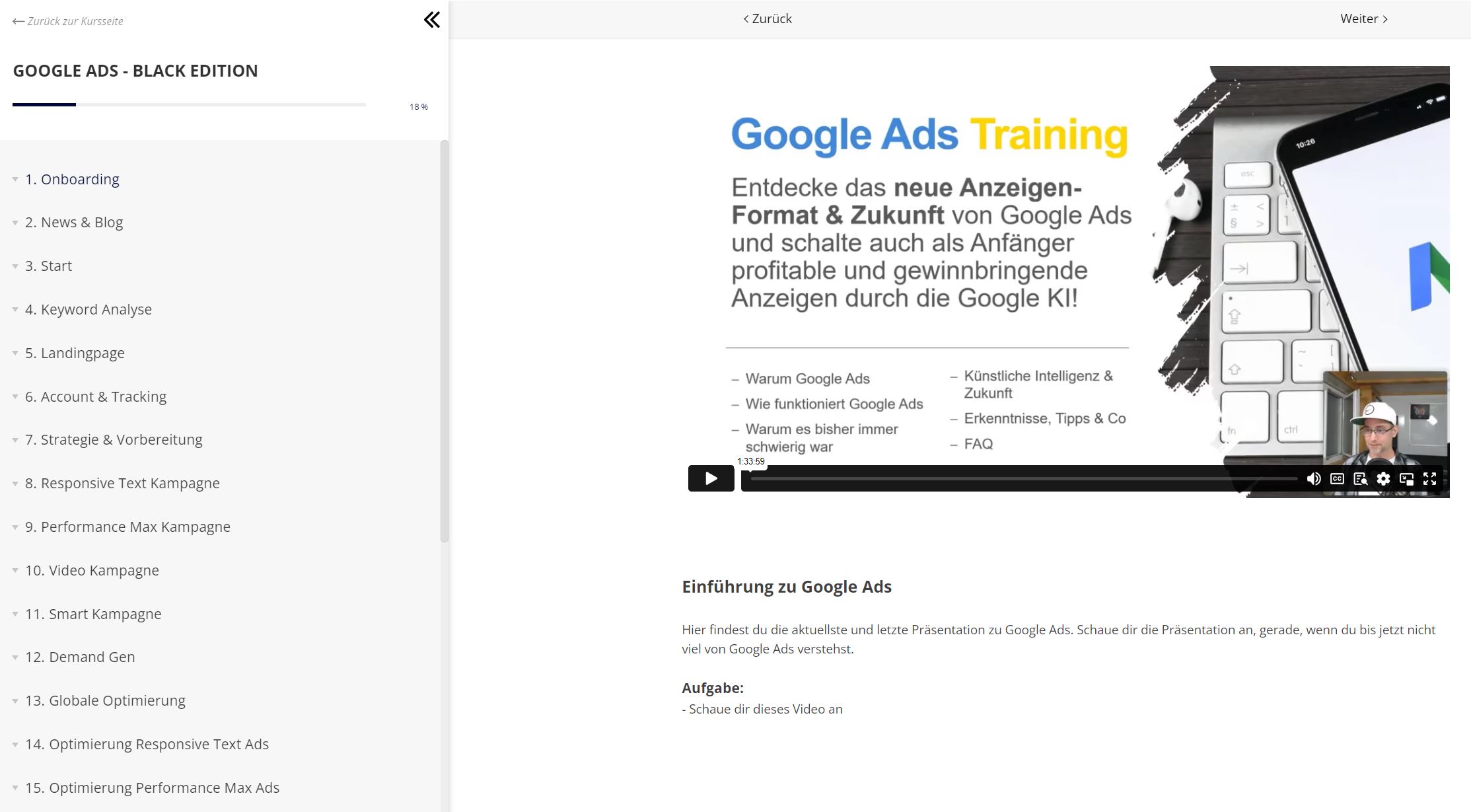 Google Ads Kurs Inhalt